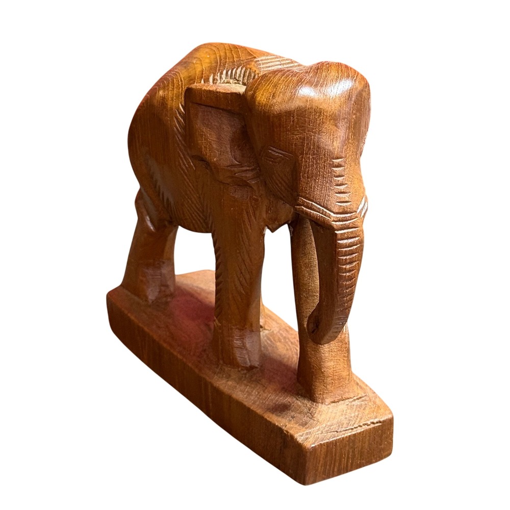 Hand Carved Wooden Elephant Figurine Statue‎ Home Decor Animal Sculpture